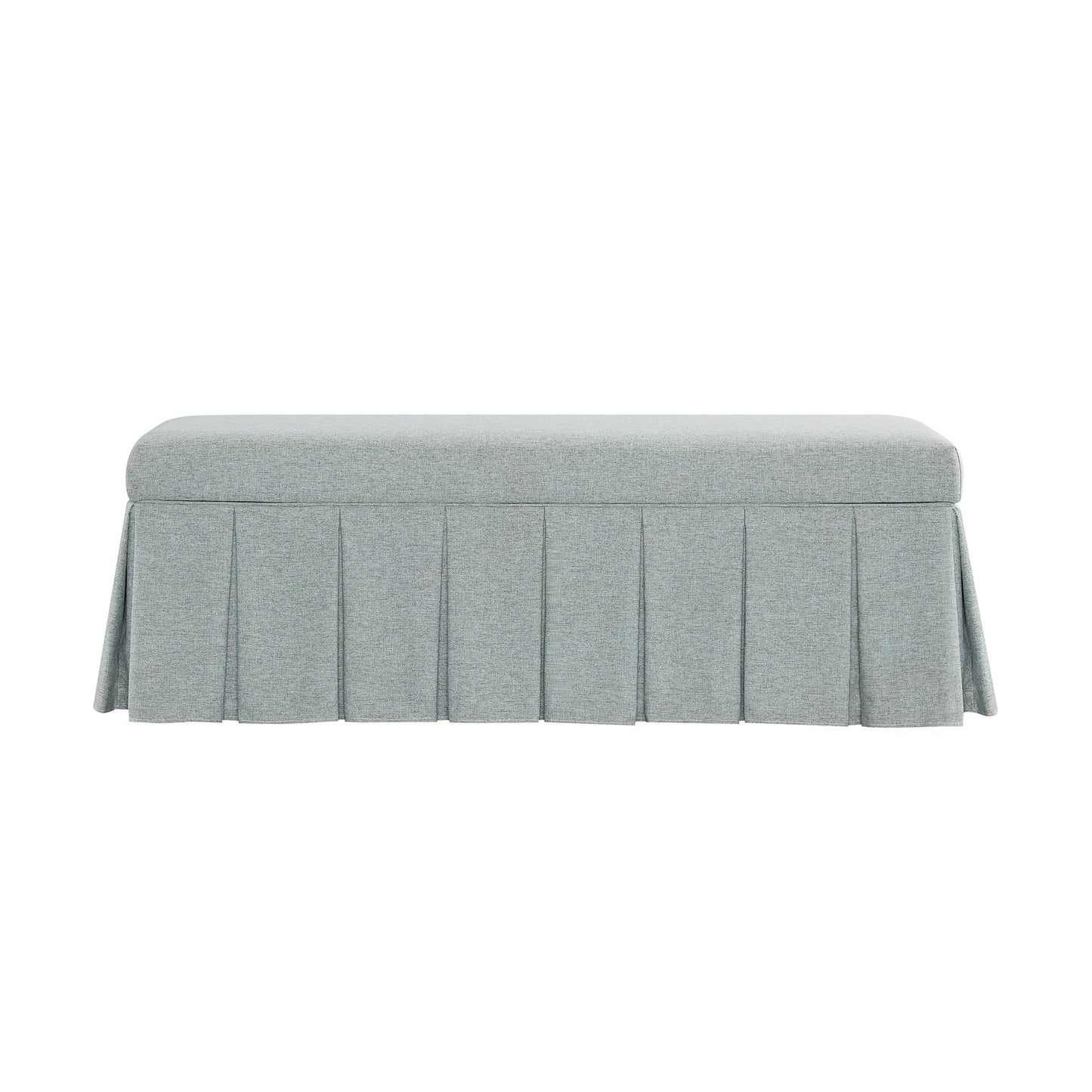 Banc de rangement à plis creux Egerton, tissu brossé bleu aqua pâle