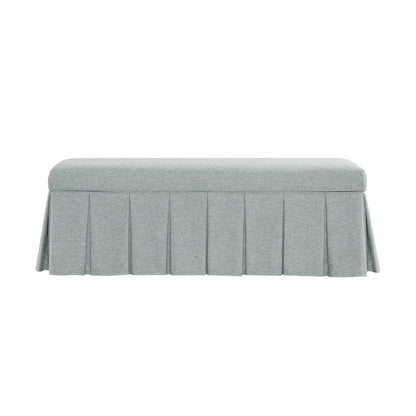 Banc de rangement à plis creux Egerton, tissu brossé bleu aqua pâle