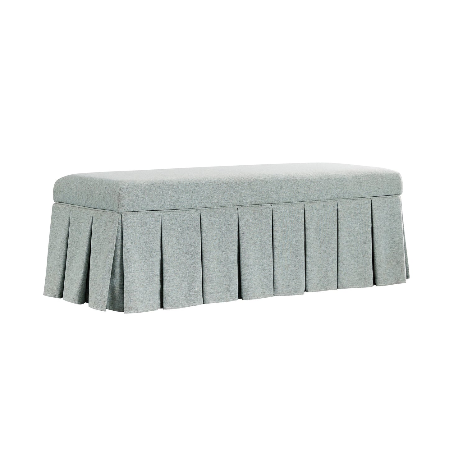 Banc de rangement à plis creux Egerton, tissu brossé bleu aqua pâle