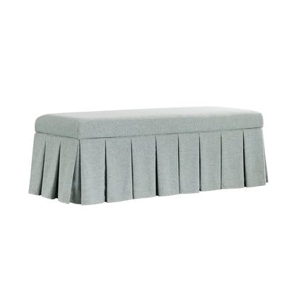 Banc de rangement à plis creux Egerton, tissu brossé bleu aqua pâle