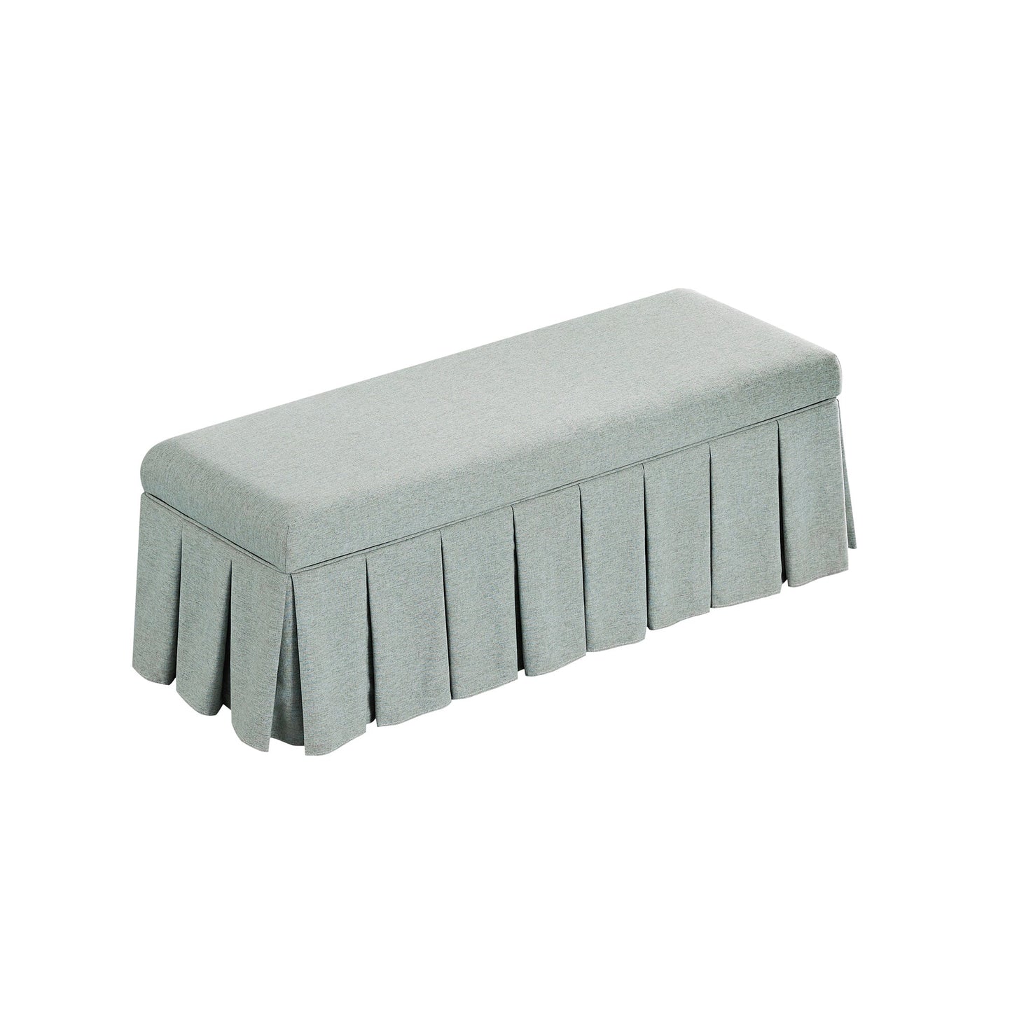 Banc de rangement à plis creux Egerton, tissu brossé bleu aqua pâle