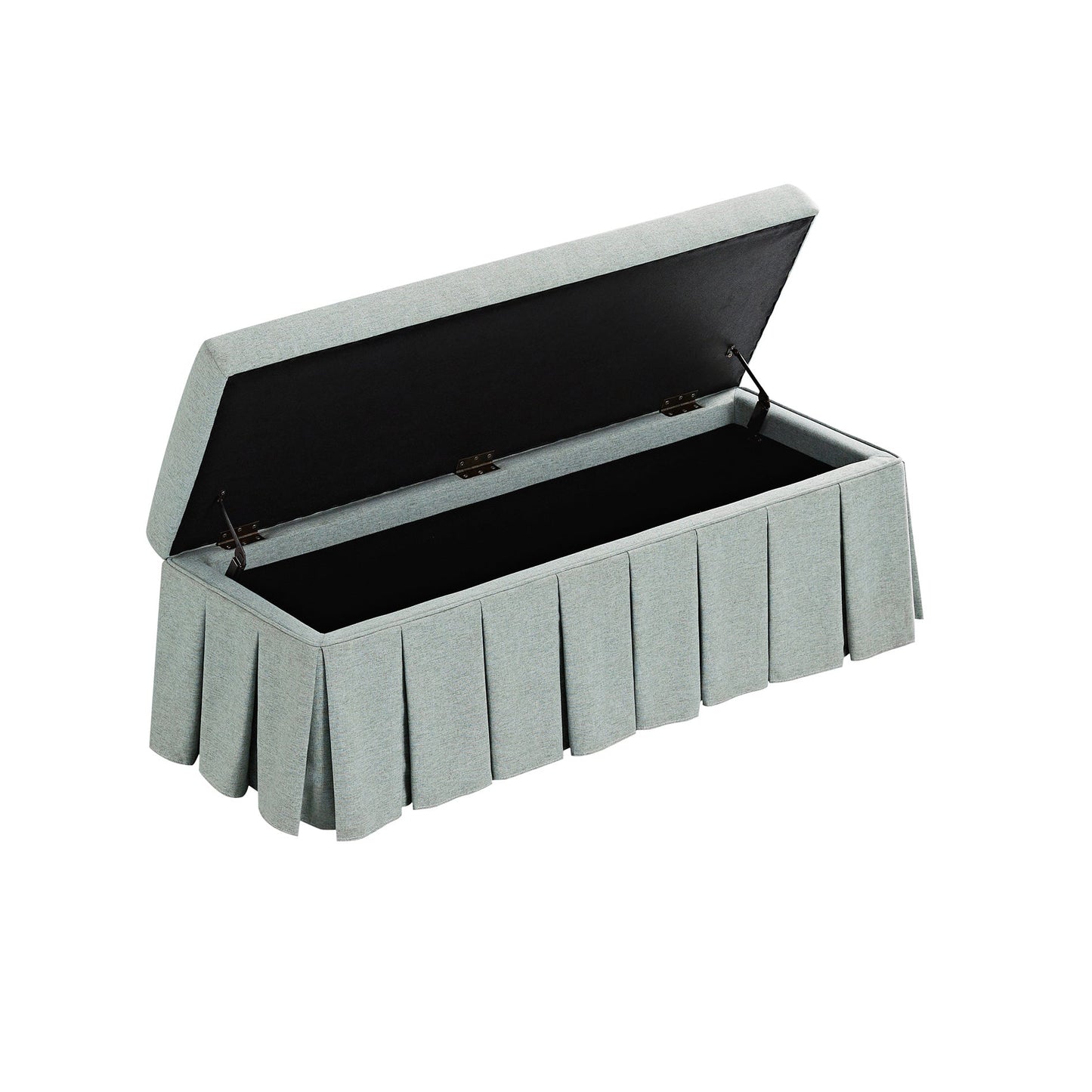 Banc de rangement à plis creux Egerton, tissu brossé bleu aqua pâle