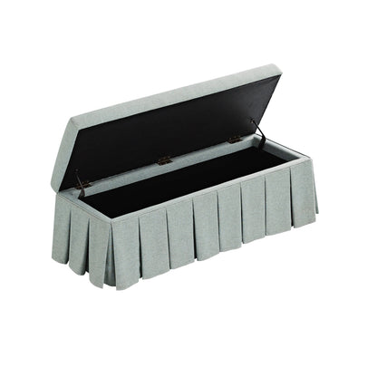 Banc de rangement à plis creux Egerton, tissu brossé bleu aqua pâle