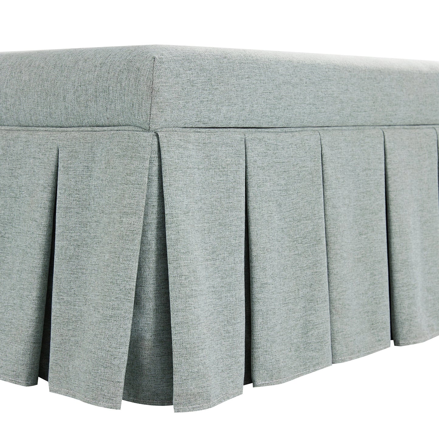 Banc de rangement à plis creux Egerton, tissu brossé bleu aqua pâle