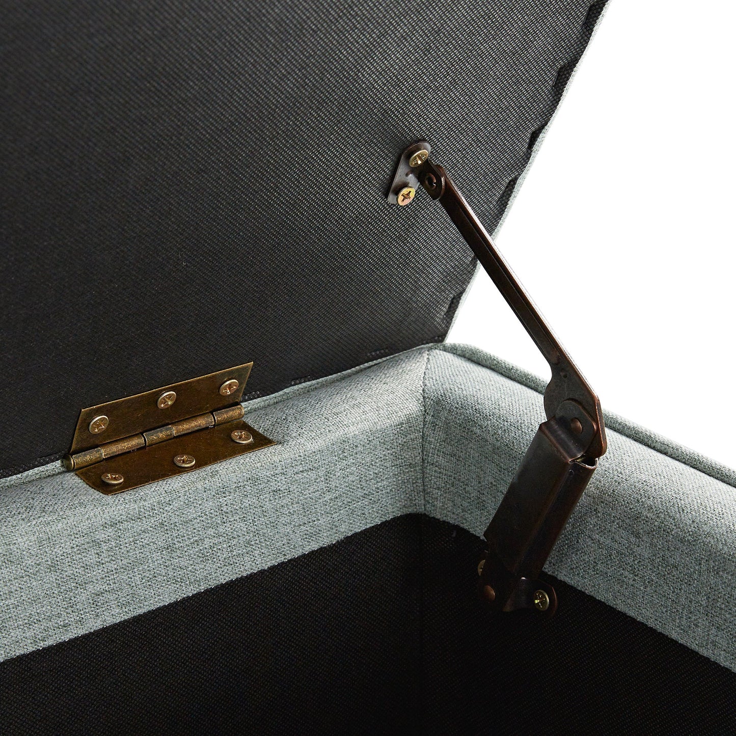 Banc de rangement à plis creux Egerton, tissu brossé bleu aqua pâle