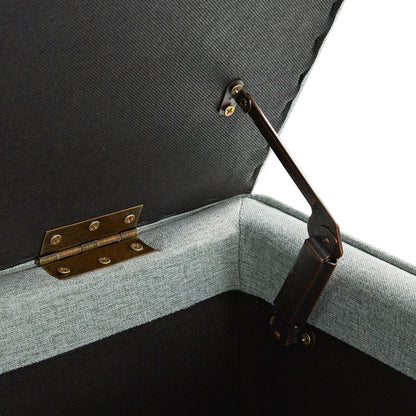 Banc de rangement à plis creux Egerton, tissu brossé bleu aqua pâle