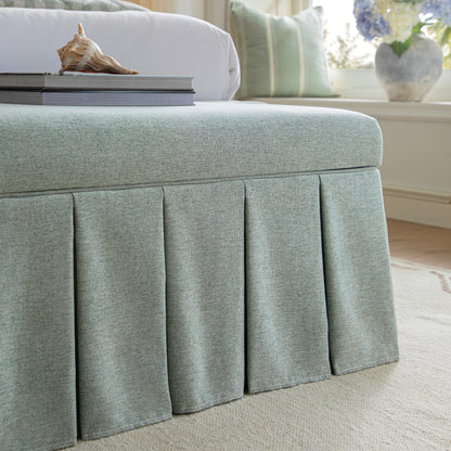 Banc de rangement à plis creux Egerton, tissu brossé bleu aqua pâle