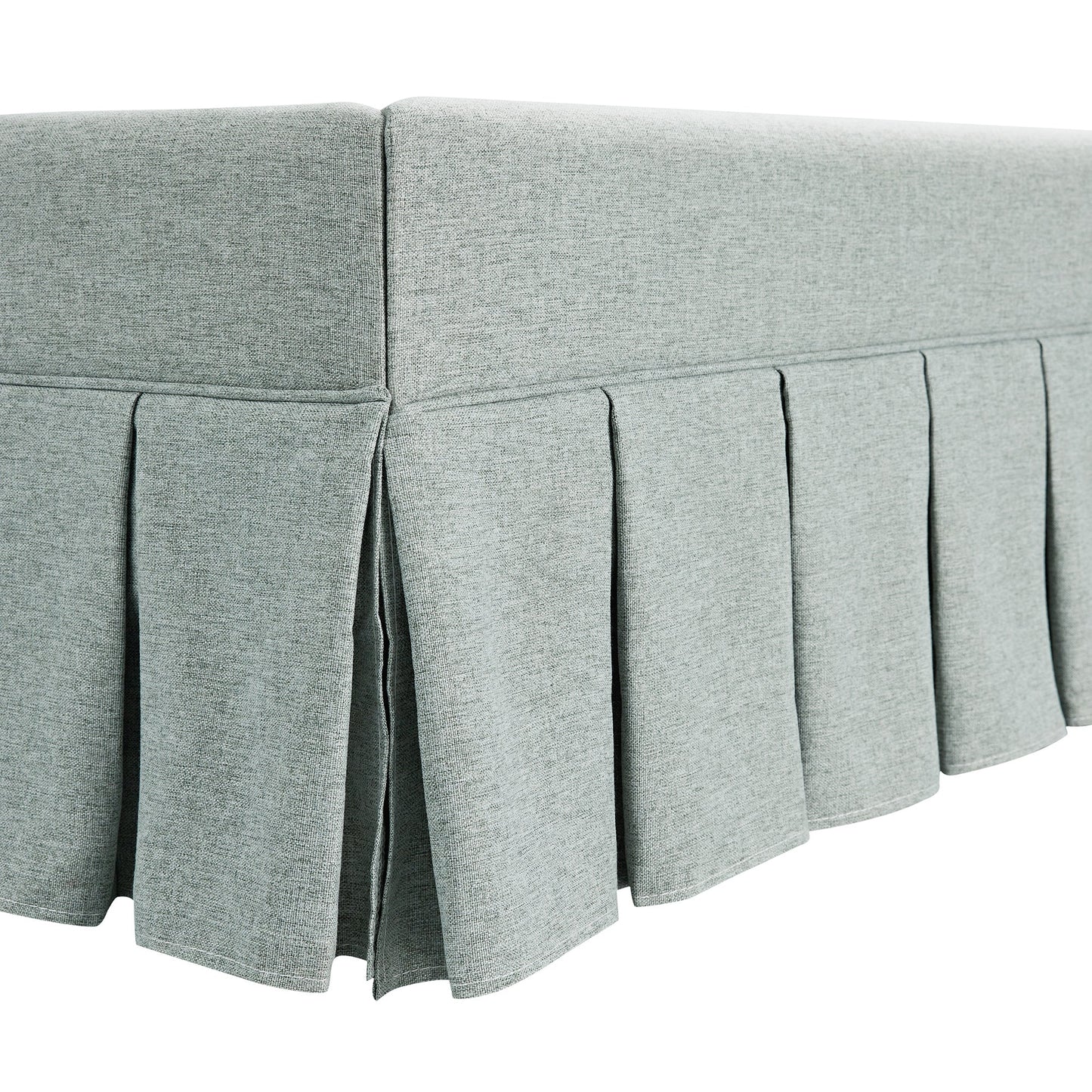 Lit ottoman de rangement à plis creux Egerton, tissu brossé bleu pâle