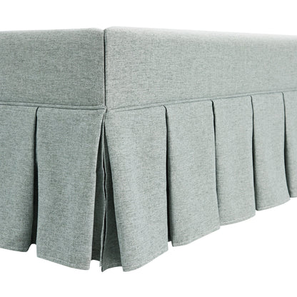Lit ottoman de rangement à plis creux Egerton, tissu brossé bleu pâle