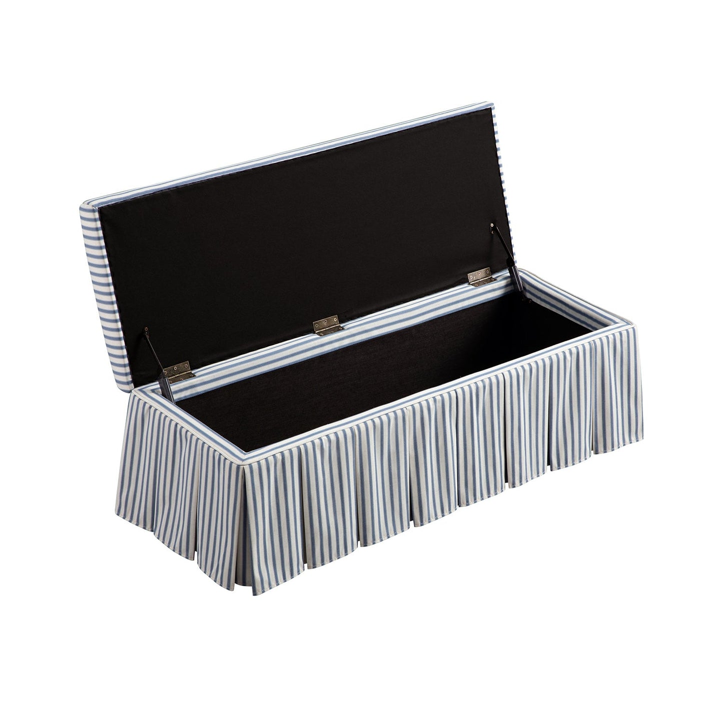 Banc de rangement à plis creux Egerton, lin rayé bleu