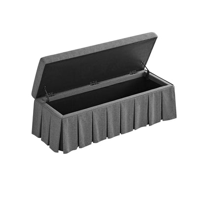 Banc de rangement à plis creux Egerton, tissu brossé anthracite