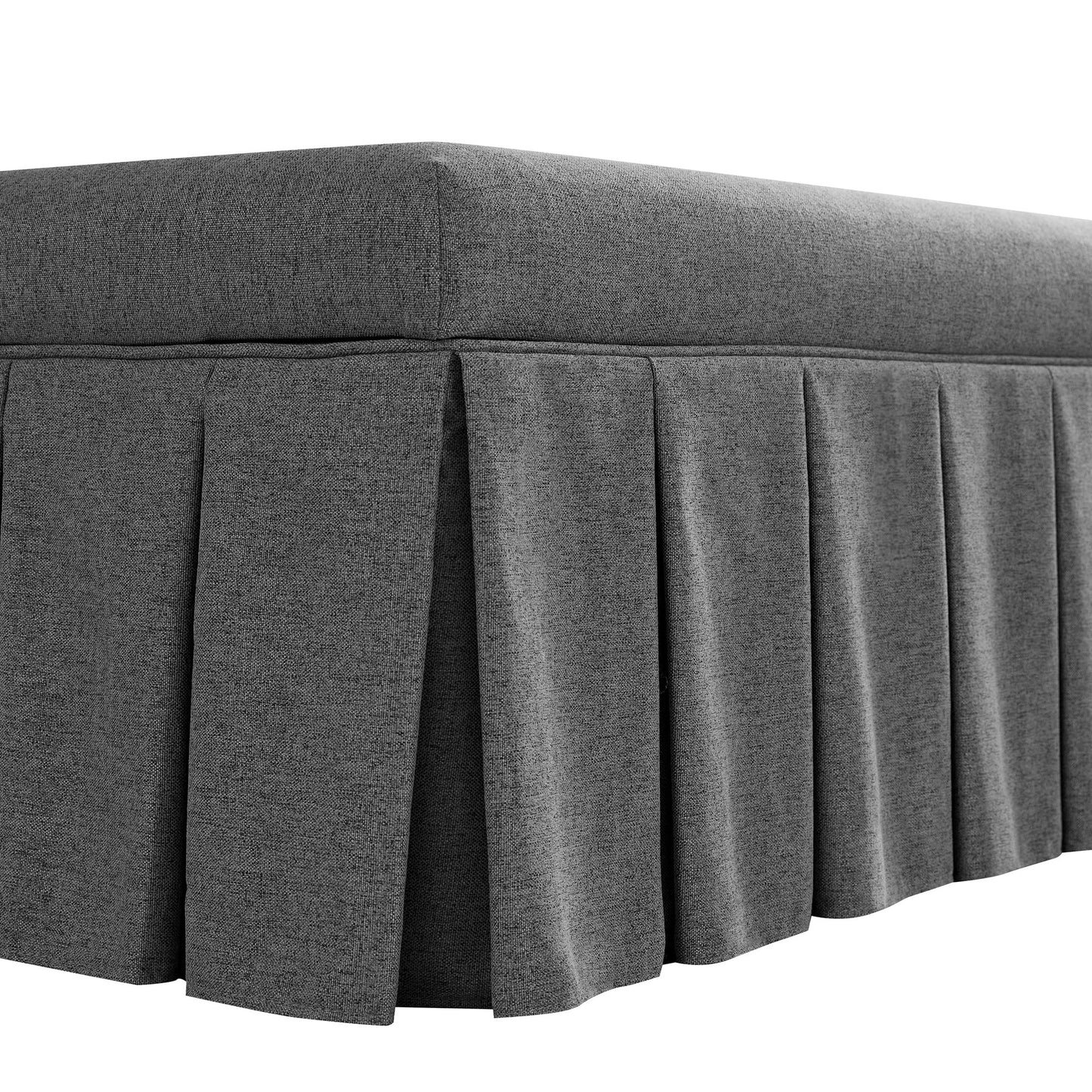 Banc de rangement à plis creux Egerton, tissu brossé anthracite