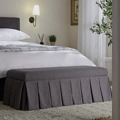 Banc de rangement à plis creux Egerton, tissu brossé anthracite