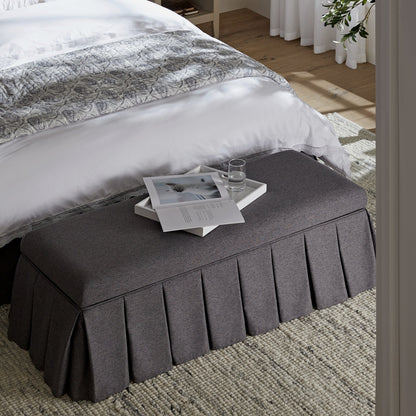 Banc de rangement à plis creux Egerton, tissu brossé anthracite