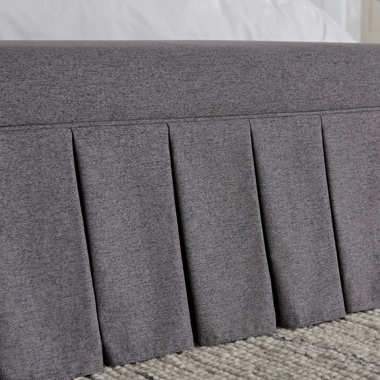 Banc de rangement à plis creux Egerton, tissu brossé anthracite