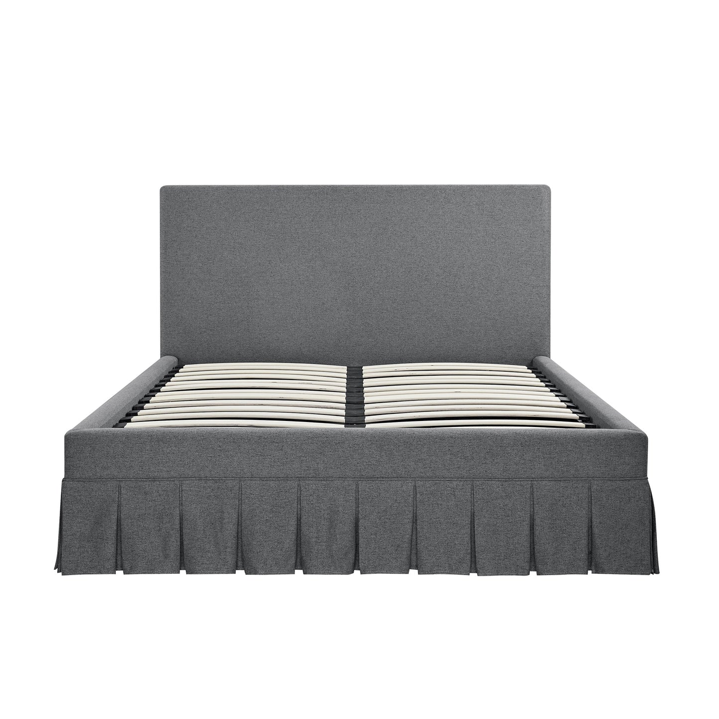Lit ottoman de rangement à plis creux Egerton, tissu brossé anthracite