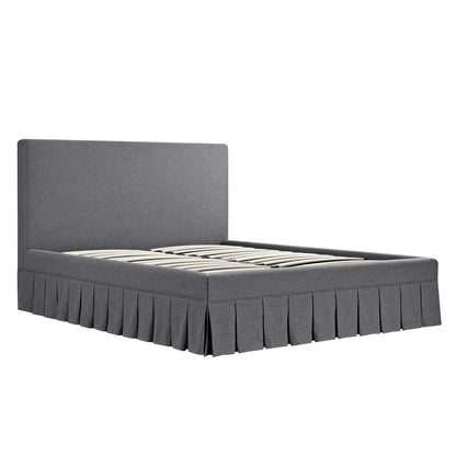 Lit ottoman de rangement à plis creux Egerton, tissu brossé anthracite