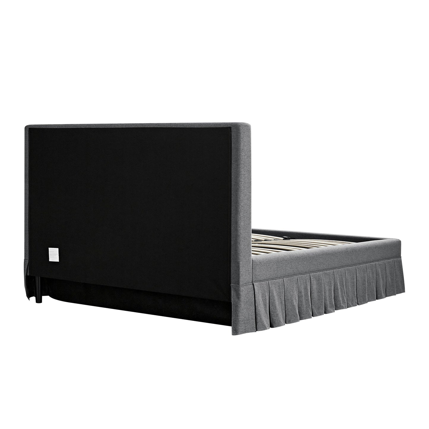 Lit ottoman de rangement à plis creux Egerton, tissu brossé anthracite