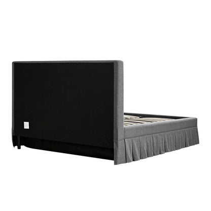 Lit ottoman de rangement à plis creux Egerton, tissu brossé anthracite