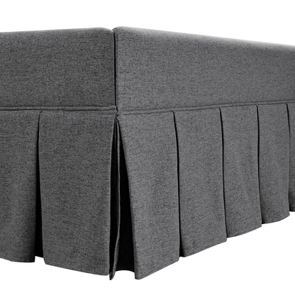 Lit ottoman de rangement à plis creux Egerton, tissu brossé anthracite