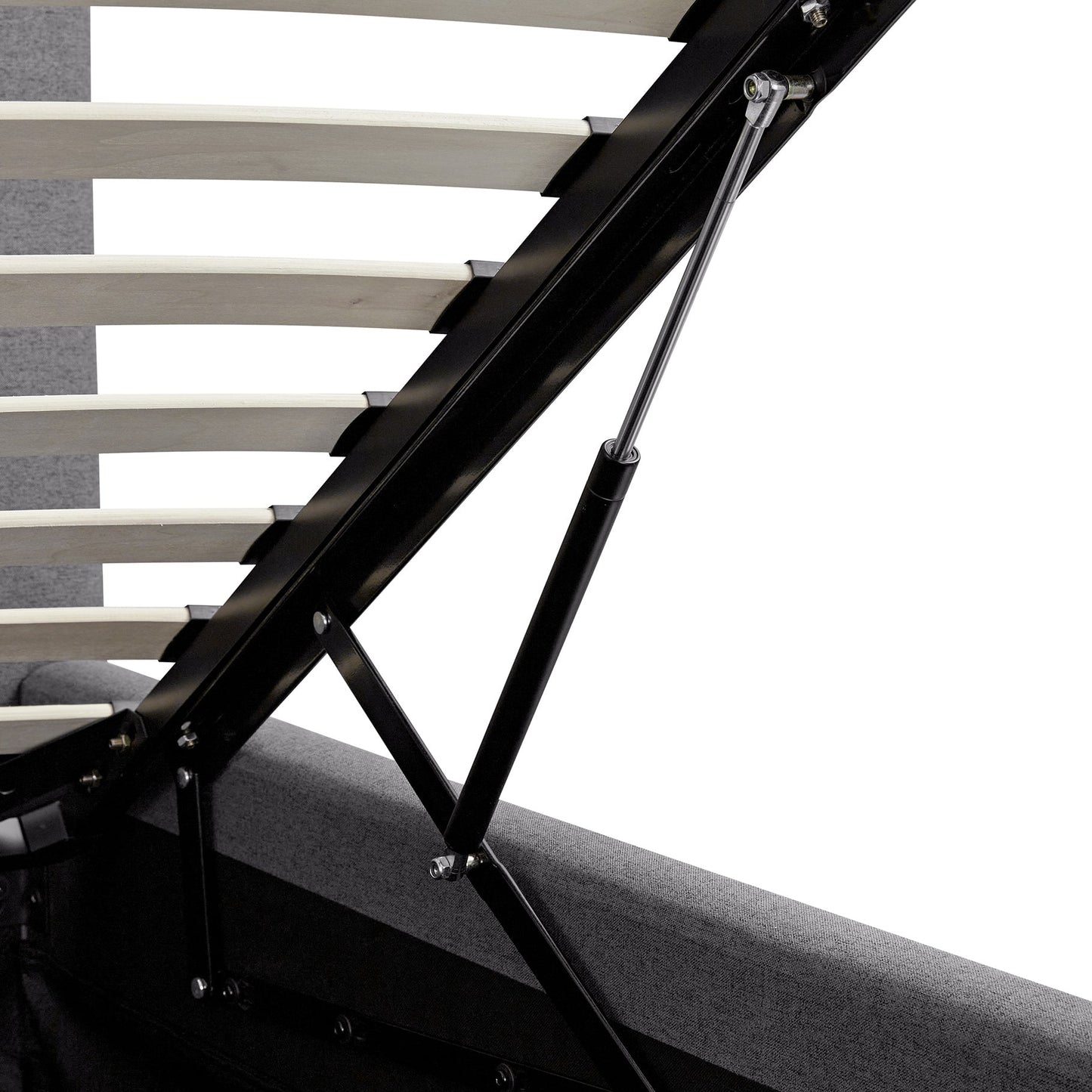 Lit ottoman de rangement à plis creux Egerton, tissu brossé anthracite