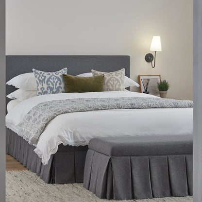 Lit ottoman de rangement à plis creux Egerton, tissu brossé anthracite