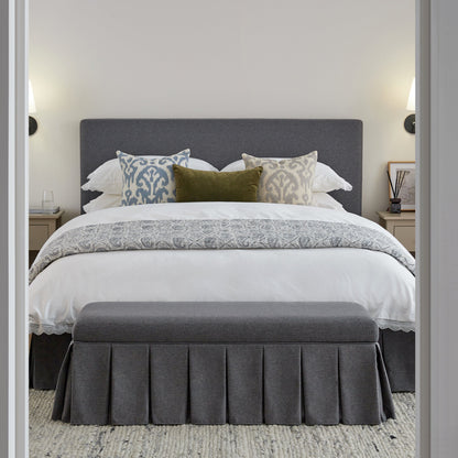 Lit ottoman de rangement à plis creux Egerton, tissu brossé anthracite