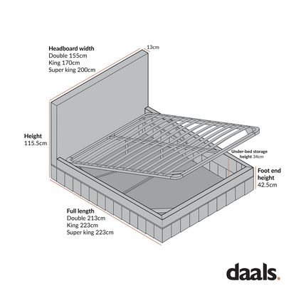 Lit ottoman de rangement à plis creux Egerton, tissu brossé anthracite