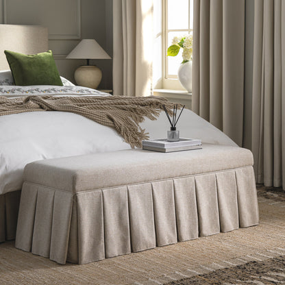 Banc de rangement à plis creux Egerton, tissu brossé avoine