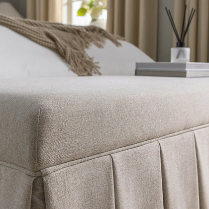 Banc de rangement à plis creux Egerton, tissu brossé avoine