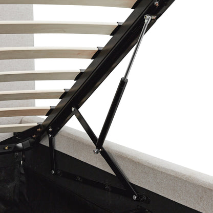 Lit ottoman de rangement à plis creux Egerton, tissu brossé avoine