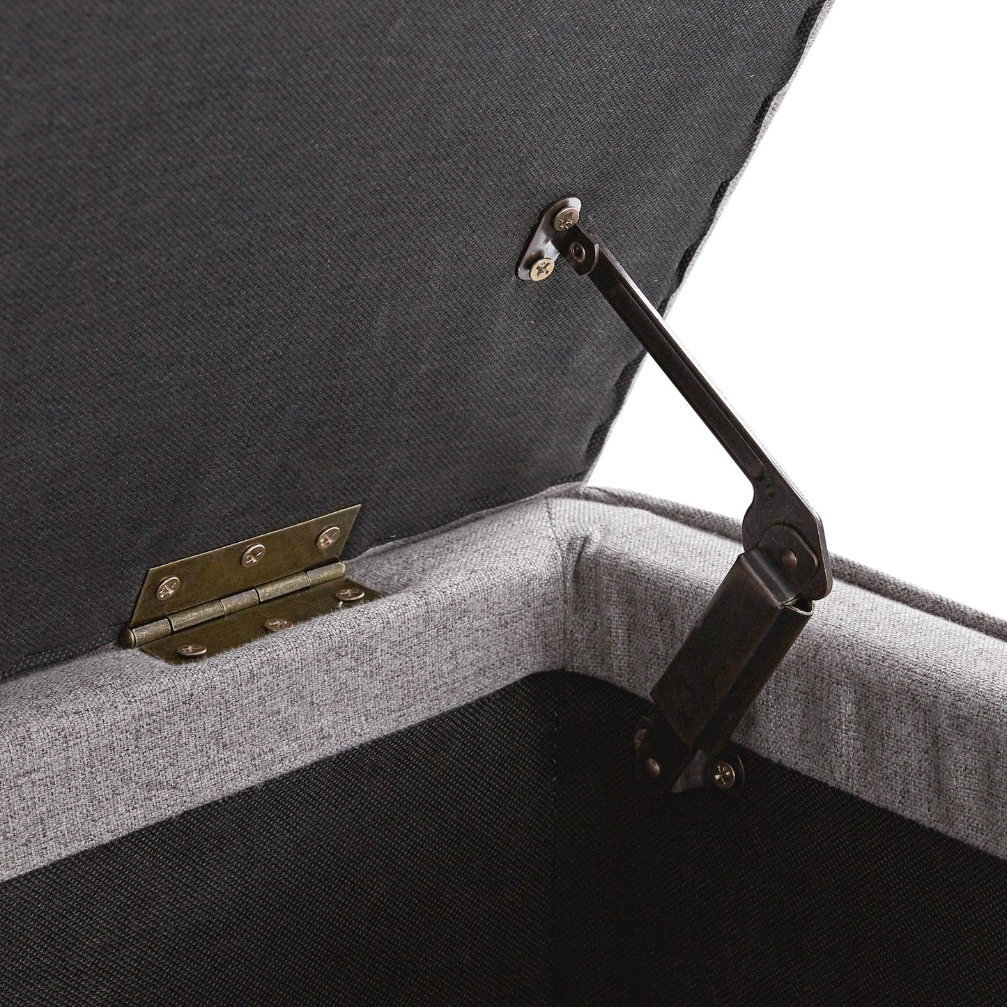 Banc de rangement à plis creux Egerton, tissu brossé pierre