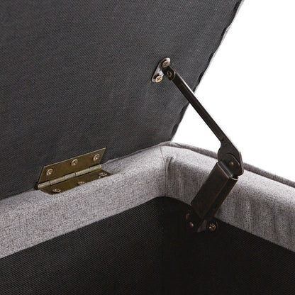 Banc de rangement à plis creux Egerton, tissu brossé pierre