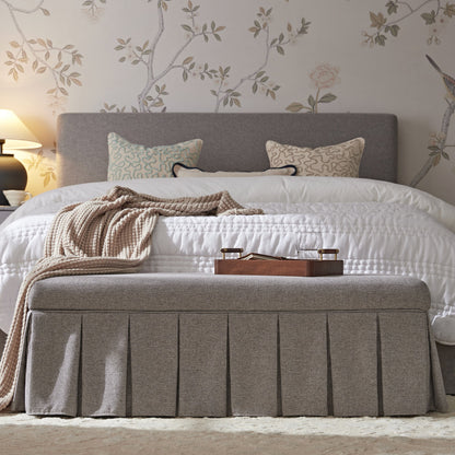 Banc de rangement à plis creux Egerton, tissu brossé pierre