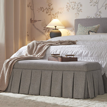 Banc de rangement à plis creux Egerton, tissu brossé pierre