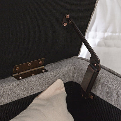 Banc de rangement à plis creux Egerton, tissu brossé pierre