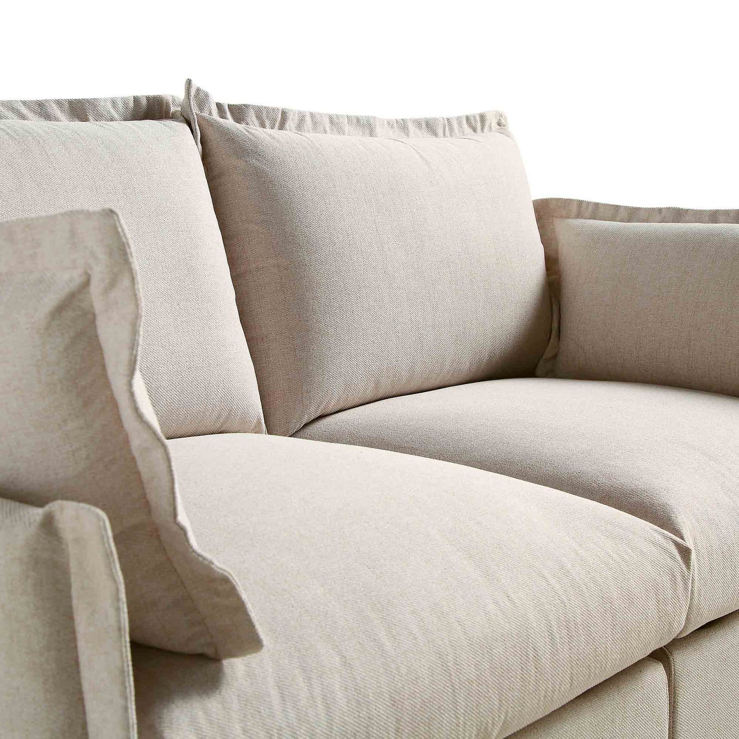 Canapé modulable Byron Pillow Edge en tissu beige, 2 places