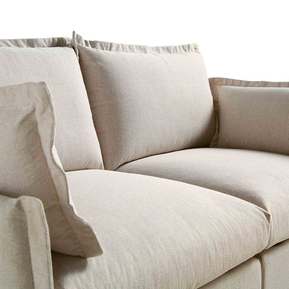 Canapé modulable Byron Pillow Edge en tissu beige, 2 places
