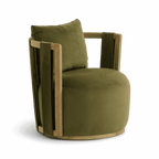 Chaise pivotante en velours vert Equinox